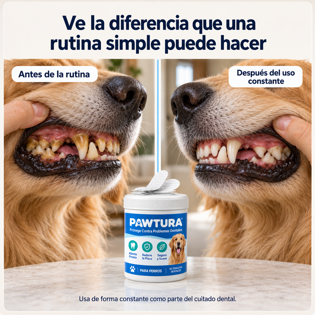 Pawtura™ Toallitas Dentales para Perros