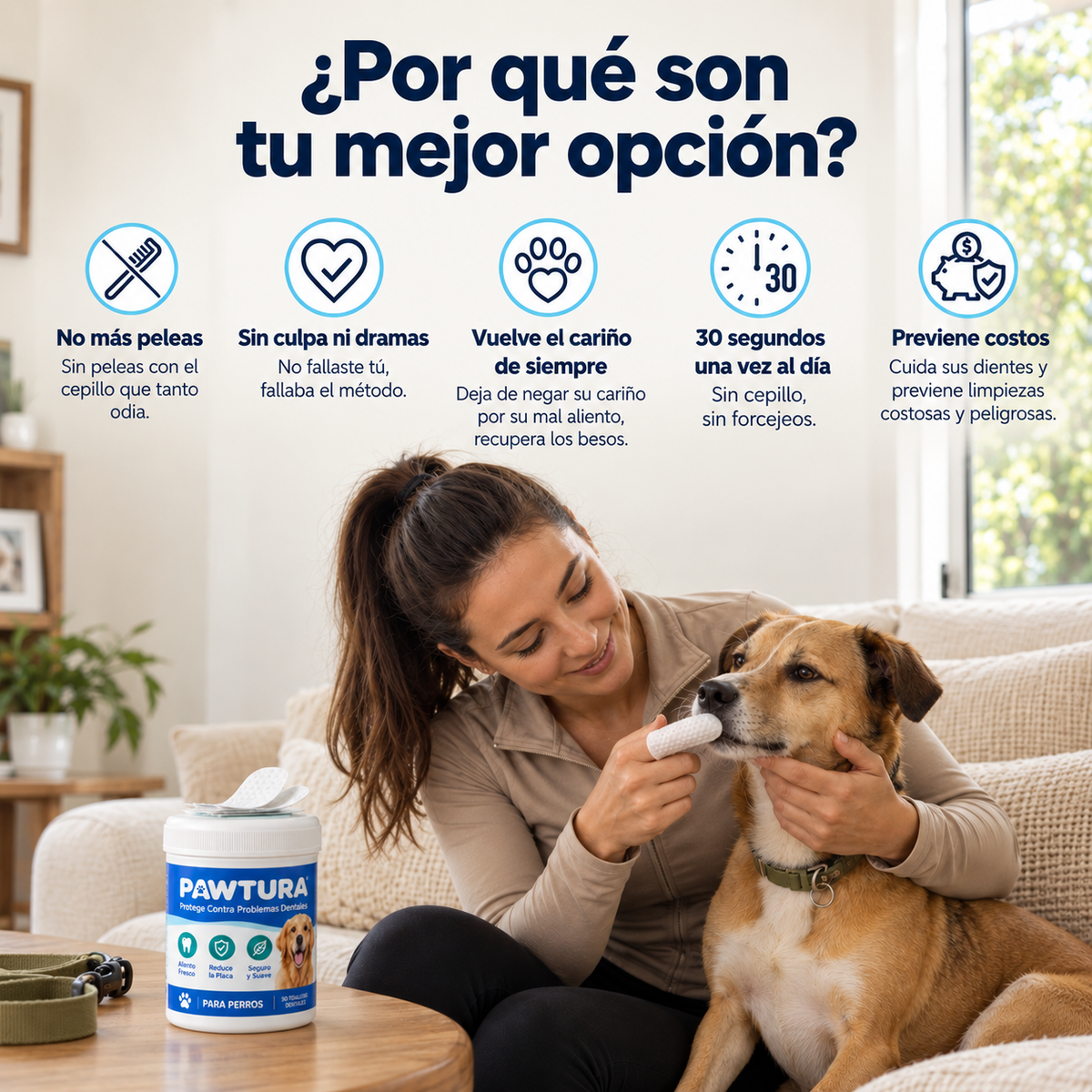 Pawtura™ Toallitas Dentales para Perros